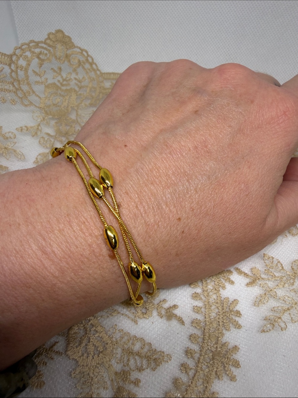 18K Marked Yellow Gold Multi Strand Fluid Snake Chain Bracelet Old Money Estate